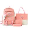 Schoolbag Student Color Matching Backpack Cute Cartoon Middle and High School Campus Style School Bag Large Capacity Four-piece Set Backpack