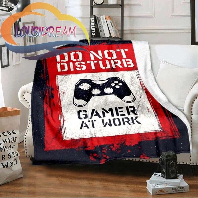 Flanel Herní rukojeť Deka Gamer Tisk Celoroční lehký plyš Útulný Super měkký Luxusní gauč Rozkládací pohovka