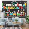 Preschool Graduation Banner Outdoor Backdrop Graduation Decorations 71x43 Inches 2025 Congrats Grad Banner with Balloons Train Ideal for Preschool