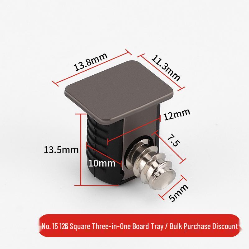 Minimalist Gunmetal Gray 3-in-1 Shelf Bracket & 12mm Cabinet Connector