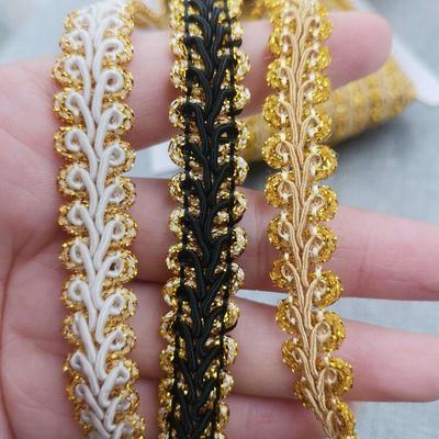 12mm Χρυσό & Ασημί Δίχρωμη Δαντέλα Σαρανταποδαρούσας Ψαροκόκαλο Κυλίδας για Αξεσουάρ Ρούχων