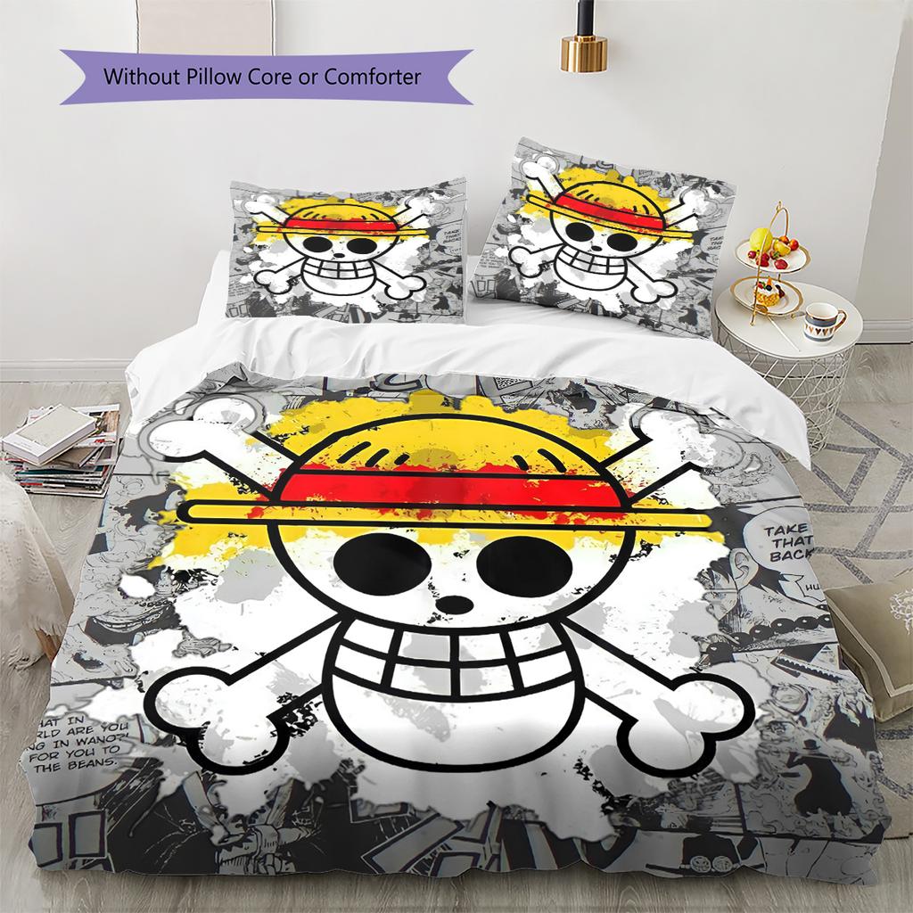 Cartoon Pattern Bedding Quilt Set Quilt Cover Pillowcase Home Decoration Birthday Gift (1 * Duvet Cover + 2 * Pillowcase, Without Core)