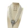 Layered Rhinestones Pearls Jewelry Set Necklace Earrings Dazzling Formal Event Accessories Lightweight Design Acessory
