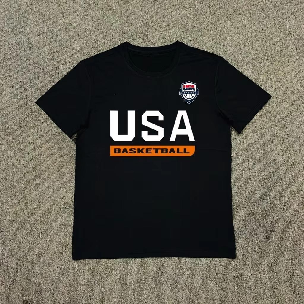 Streetwear Mode Topp 2025 Ny USA Dream Team T-shirt Nationell Basket Träning Snabbtorkande Kortärmad Uppvärmning Skytte