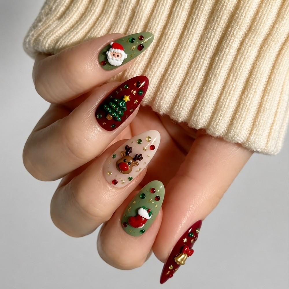 24/28 Grids Mixed Mini Christmas Gems Nail Charms Luxury Flatback Colorful Rhinestones Nail Art