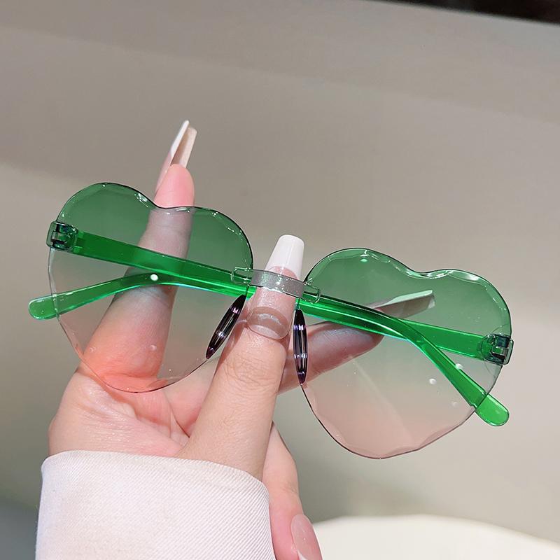 1/6 Pcs Rimless Heart Shaped  Sunglasses for Kids  New Cute Multi-color Children Shades Ins Trendy Design Decor Sun Glasses