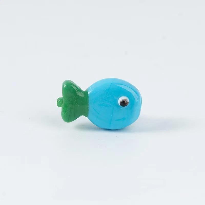 Multicolor Little Fish Glass Beads 5Pcs Cute Color Blocking for DIY Homemade Bracelet Bag Pendant Craft Accessories