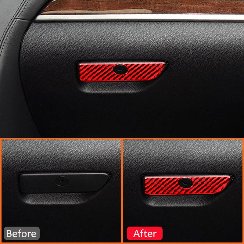 For Ford Explorer Carbon Fiber Automotive Interior Co-Pilot Storage Box Pull Handle Button Panel Modification Decoration Sticker