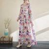 Literary Aging New Floral Vacation Style Travel Round Neck Long Sleeve Dresses