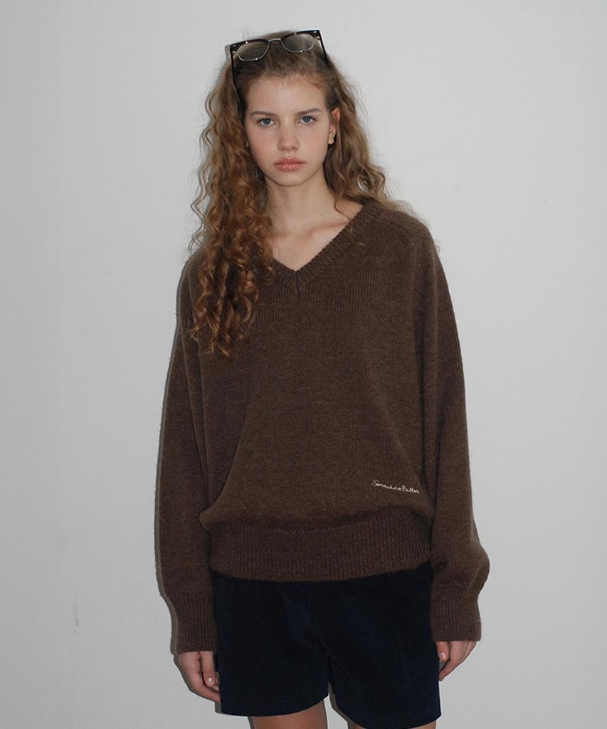 Sseomweeobeoteo Hazel Alpaca V-Neck Knit - Brown