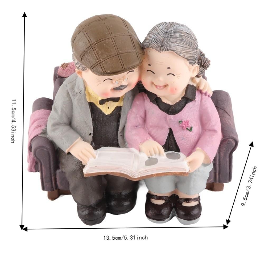 5in Grandpa Grandma Cake Making Statue Couple Anniversary Tabletop Decor Study Desk Display Piece