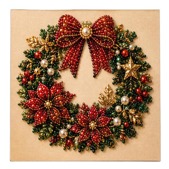 Set d'Arte Pittura con Perline Kit di Perle di Natale Fai da Te con Cornice in Legno, Artigianato Decorativo, Ghirlanda/Decorazioni da Tavolo Babbo Natale/Albero di Natale/Calza/Alce