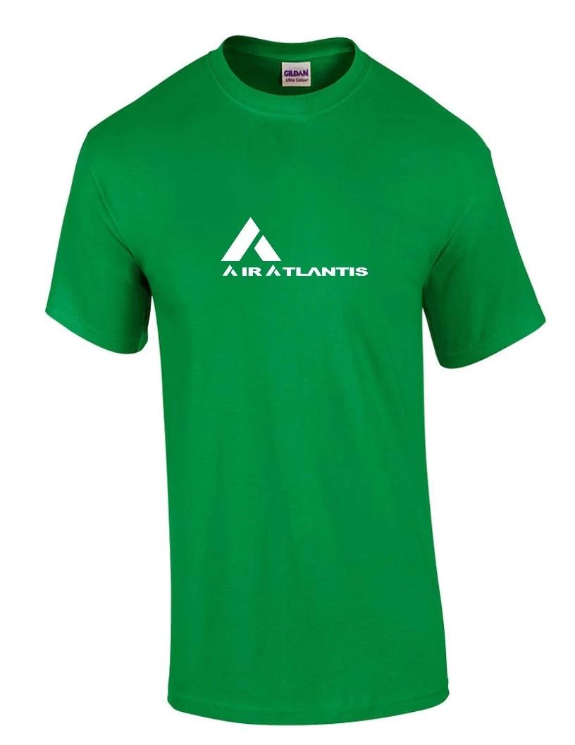 Air Atlantis White Logo Portuguese Airline Geek Irish Green Cotton T-Shirt XL