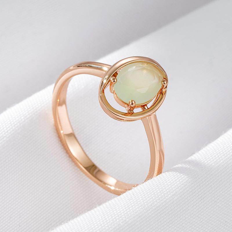 Kienl New Simple Rose Gold Ring For Women Fashion Oval Green Natural Zircon Accessories Bride Vintage Wedding Jewelry
