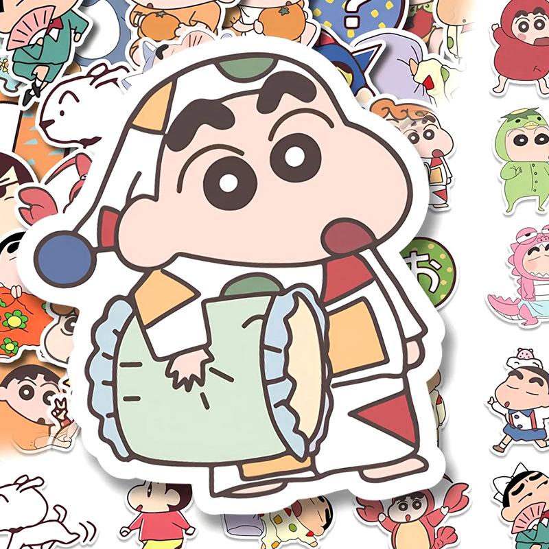 100Pcs Cartoon Anime Cute Crayon Shin Chan Stickers For Car Laptop Phone Stationery Waterproof Decals Decorative Anime Stickers