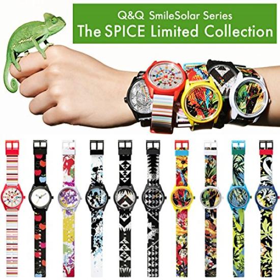 SmileSolar Solar Limited Pop 5 ATM Wasser für und Kinder Q&Q Uhr, Edition, Farbe, Modisch, Widerstandsfähig, Herren, Damen,