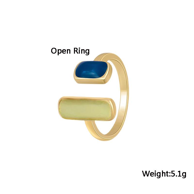 

New Trend Enamel Open Rings for Women Blue Acrylic Gold Color Rings Adjustable Fingers Accessories Korean bague femme 2025