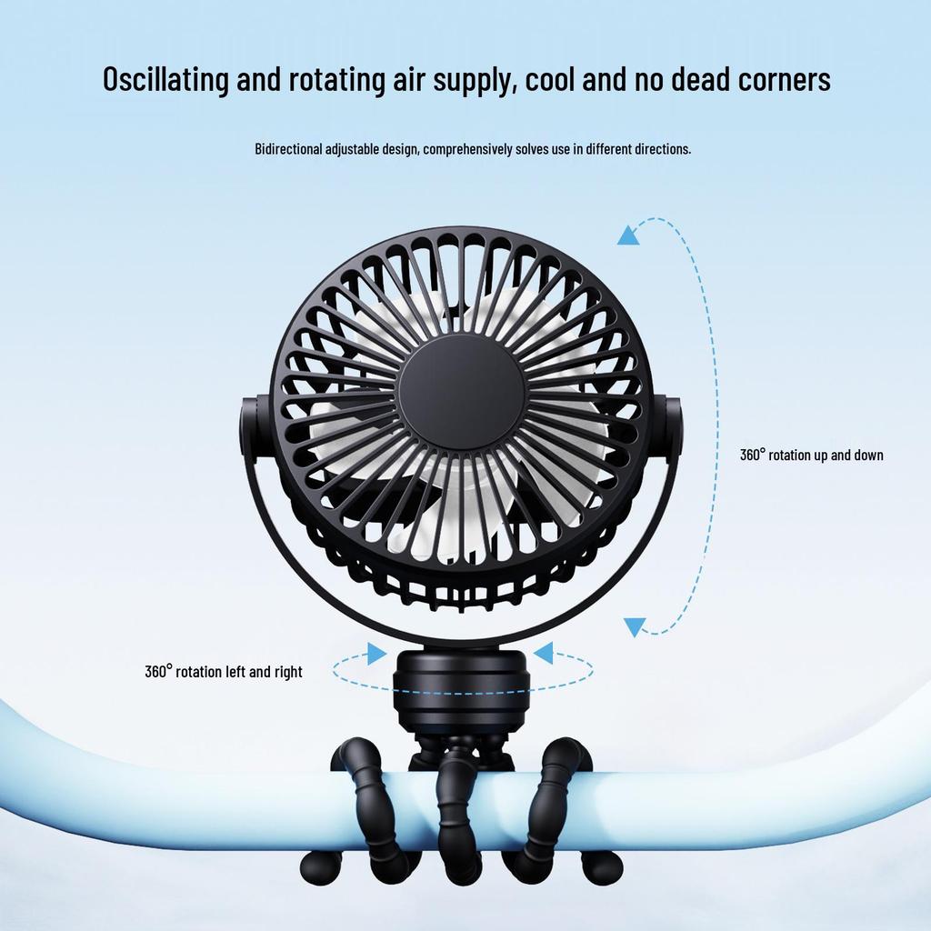 3-in-1 USB Mini Fan: Stroller, Desktop, Handheld, Hanging, 2000-5000mAh