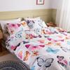 Colorful Butterfly Floral Print Duvet Cover Set Soft Microfiber Bedding Set with Pillowcases Elegant Bedroom Decor Quilt Cover