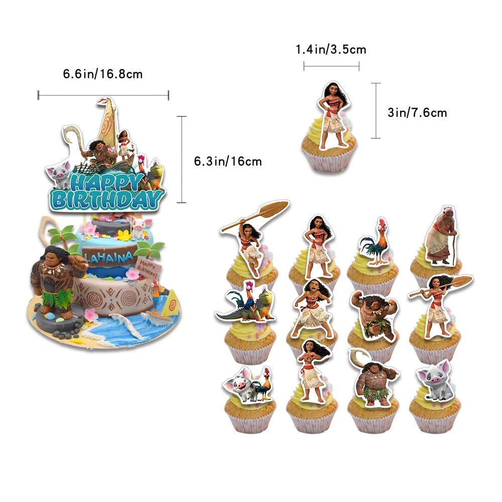 Moana Birthday Decorations Party Set, Moana Character, Disney Animation, 3 Cute Kids Girls Blue Pink Ocean Balloons Happy Birthday Garland Cake