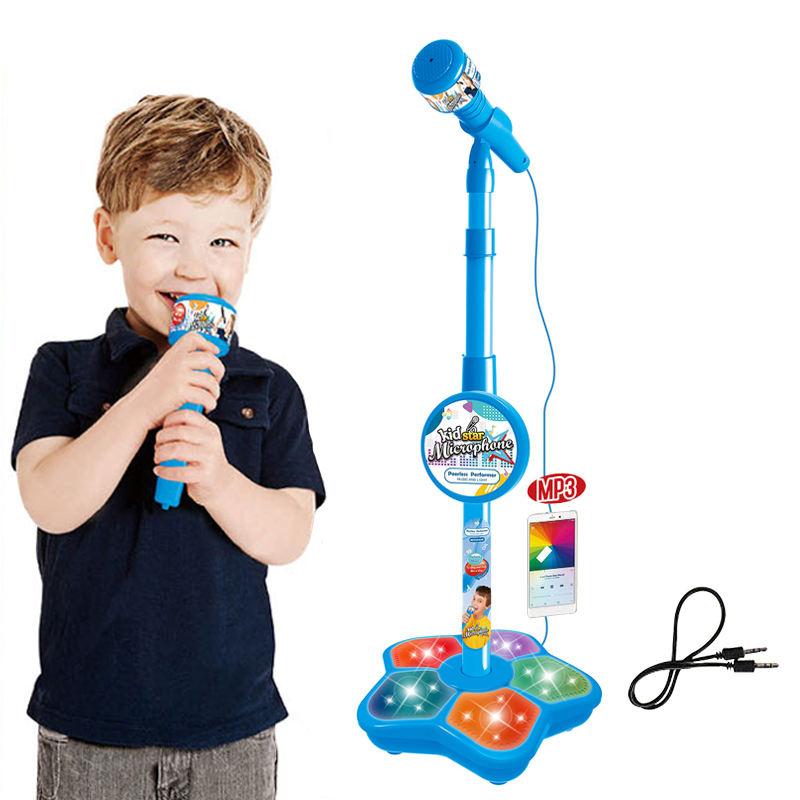 Kids Microphone With Light Stand Toy,Height-adjustable Microphone,Brain-Training Educational Toys Birthday Gift for Girl Boy