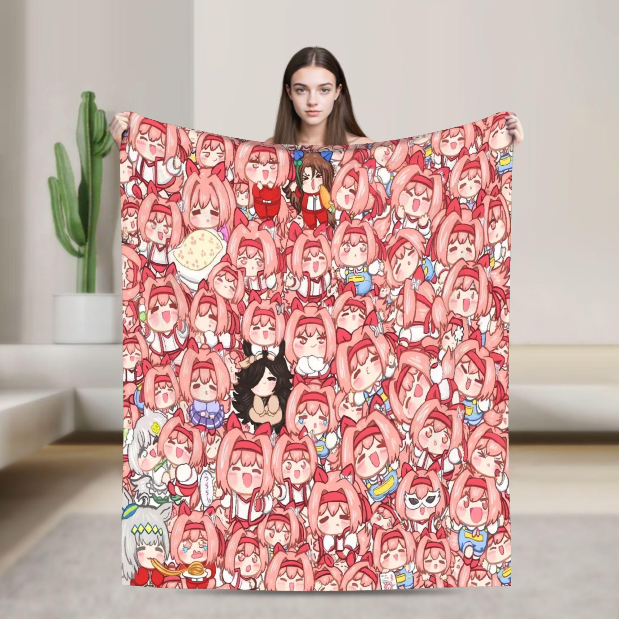 Haru Urara Umamusume Anime Print Flannel Blanket  Warm Throw Blanket for Couch Chair Camping Pattern Bedspread Sofa Bed Cover 75X95CM