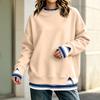 Women's Long Sleeve Mock Two-Piece Sweatshirt Loose Fit Casual Pullover