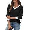 2025 Autumn and Winter New V-neck Loose Long-sleeved T-shirt Tops for Women