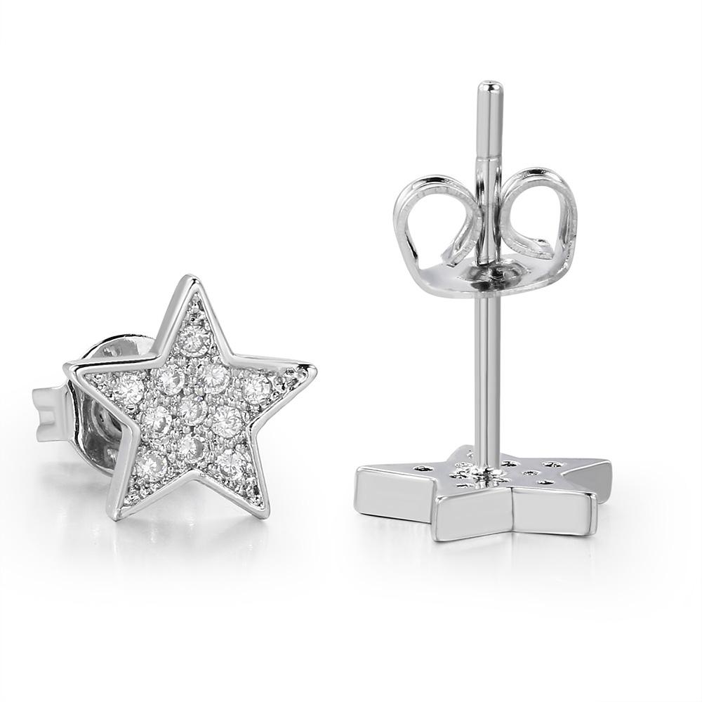

INS Hiphop Punk Star Stud Earring For Women Men Simple Style Exquisite White Gold Color Rock Fashion Jewelry Gift Wholesale