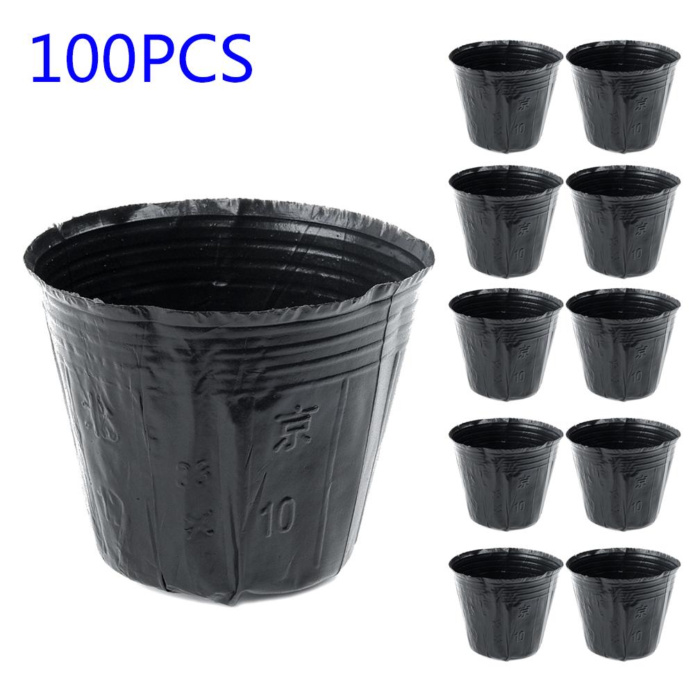 

100X Plastic Flower Pots Plant Nursery Container For Growing Herbs Vegetable AU 9x8cm