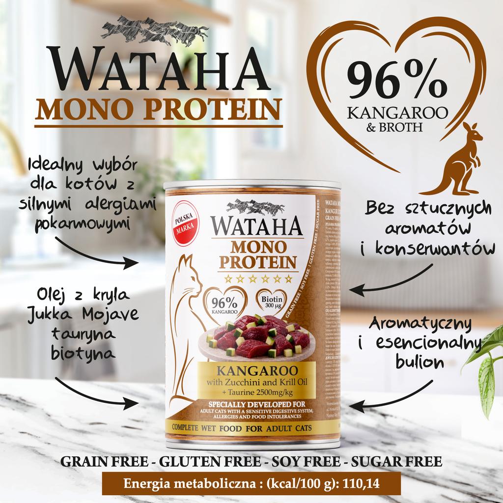 Wataha Adult Cat Mono 96% Kangaroo with Zucchini 400G