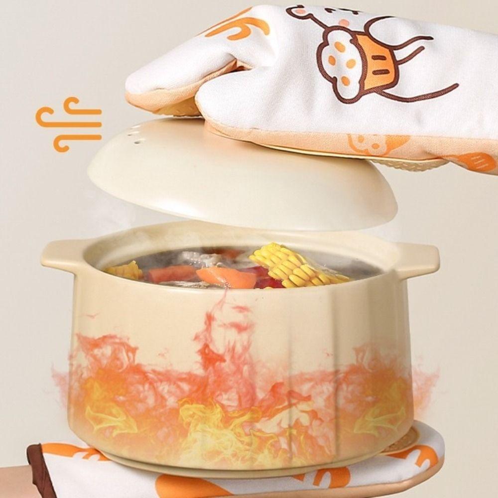 Thickened Insulated Gloves Cotton Microwave Oven Gloves Durable Heat-Resistant Gloves  Kitchen