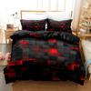 3Pcs Duvet Cover Set (1Xduvet Cover + 2Xpillowcase Without Core) Red Grid Print Bedding Set Comfortable Duvet Cover For Bedroom
