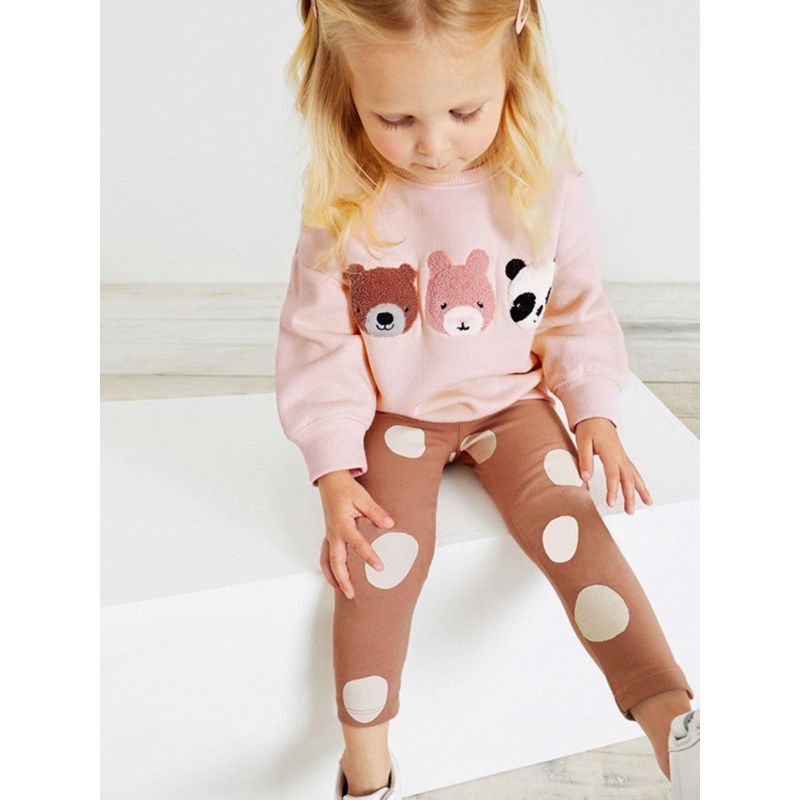New Children's Clothing Set for Girls, Cute Pink Children's Sweatshirt, Autumn Outfit, Long Pants Two-Piece Set, Baby Cartoon Bear Trendy