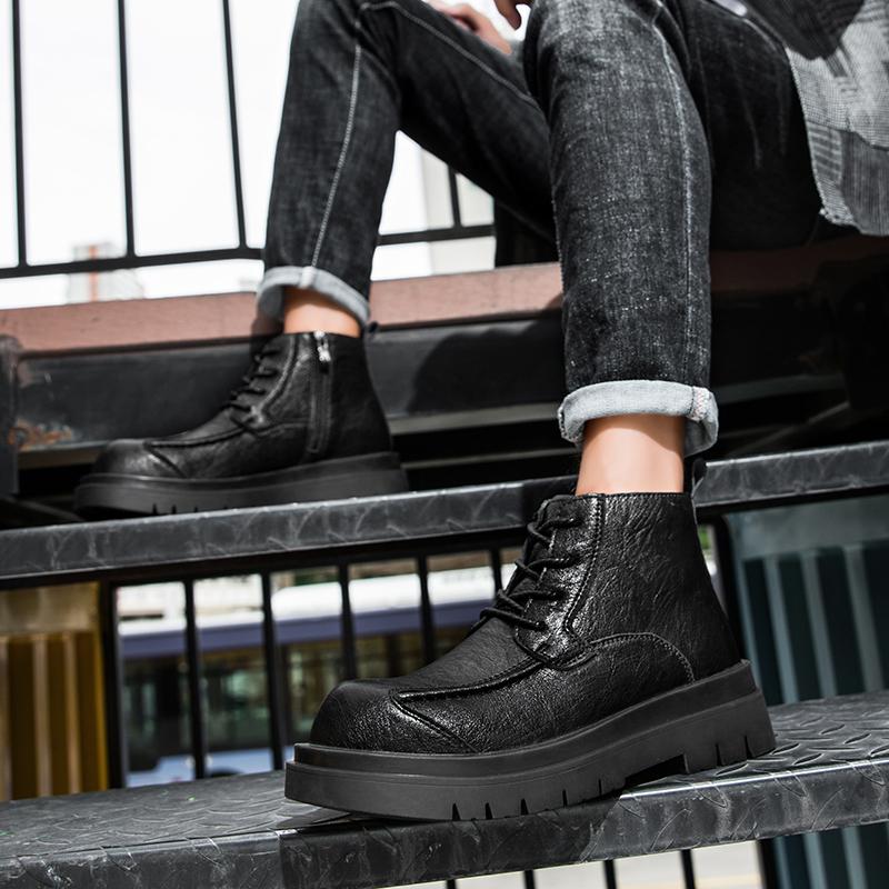 Fashion Thick soled men's boots Fashionable casual and versatile styles Outdoor leisure business party Daily office adult quality shoes