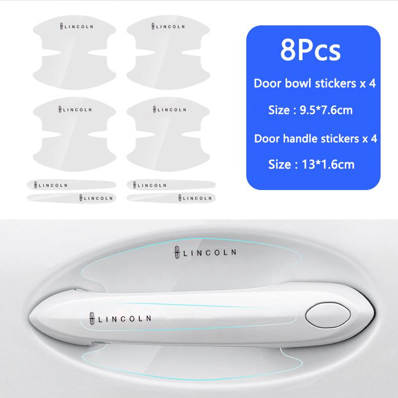 4Pcs TPU Car Transparent Door Bowl Handle Protective Film Sticker For Lincoln Continental MKZ Town-car Aviator MKX Energy Zephyr UU111
