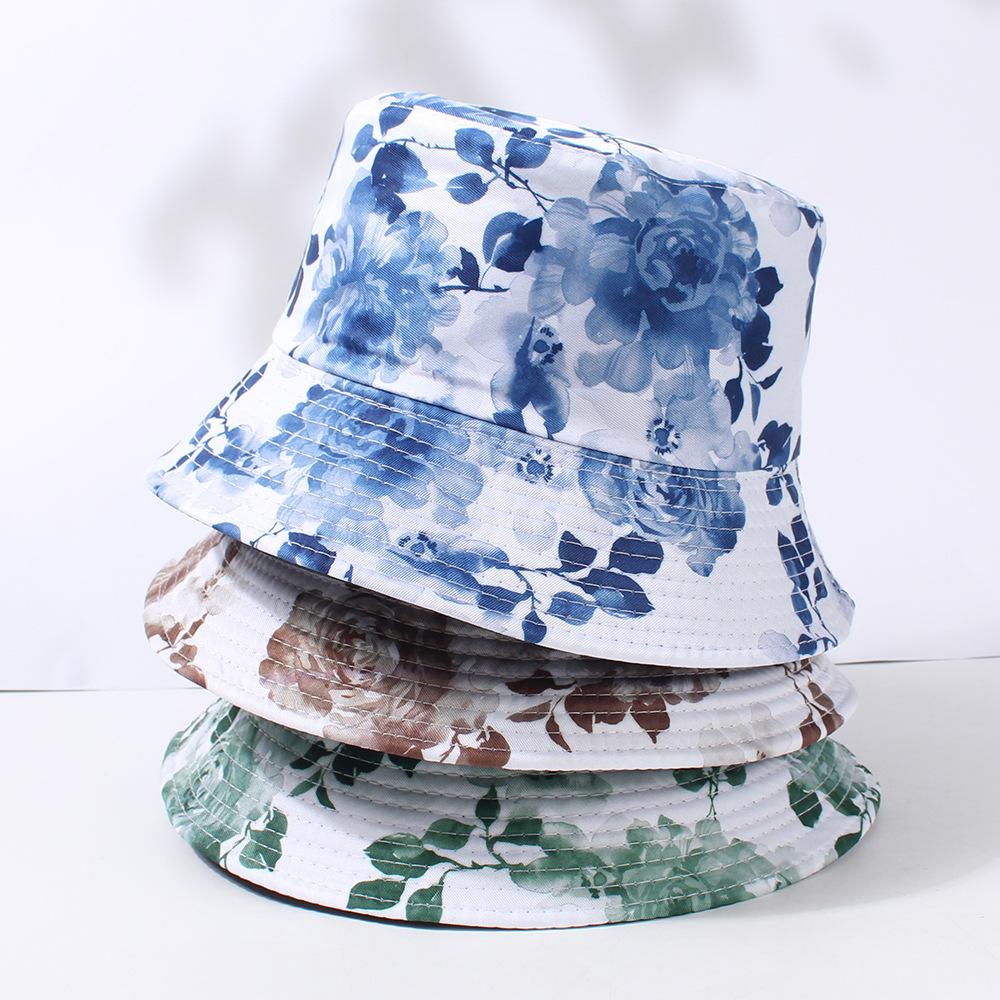 Versatile Hat Double Sided Wearable Printed Womens Sunshade Hatscaps Fisherman
