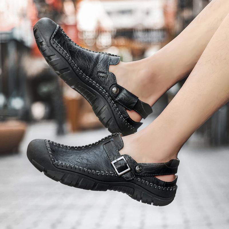 Kožené Muži Vodní Plážové sandály Léto Venkovní Ležérní Sportovní sandály s uzavřenou špičkou Protiskluzové Měkké Turistické Brodící tenisky