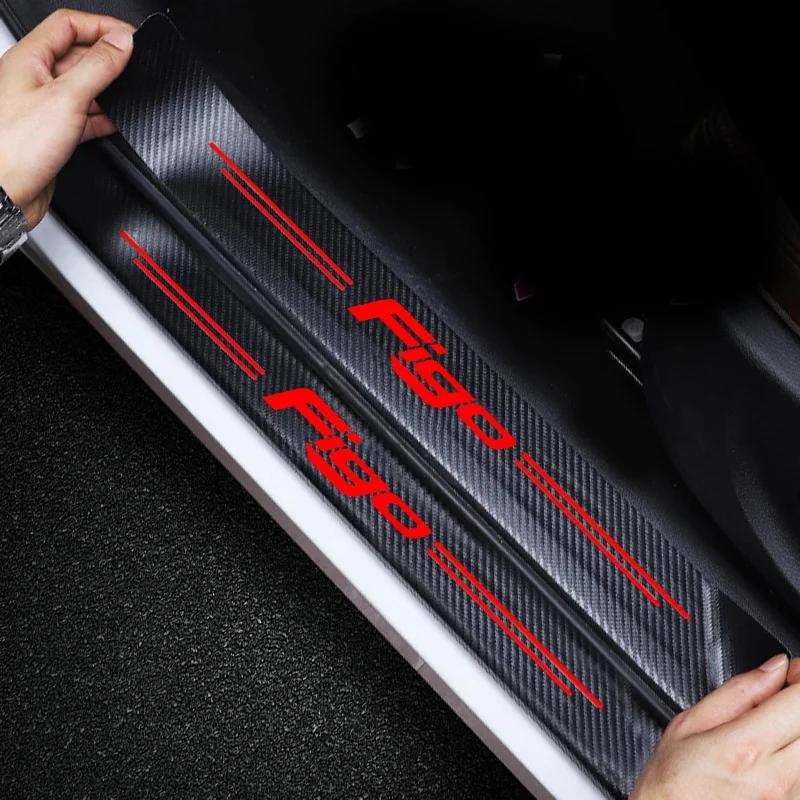 Rdxbt6 Car Rear Bumper Guard Protector Sticker For Ford Figo Emblem Carbon Fiber Front Door Sill Threshold Cover Auto Accessories