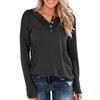 Women Loose Color Knit Buttons Casual Long Sleeve Sweatshirts Tops