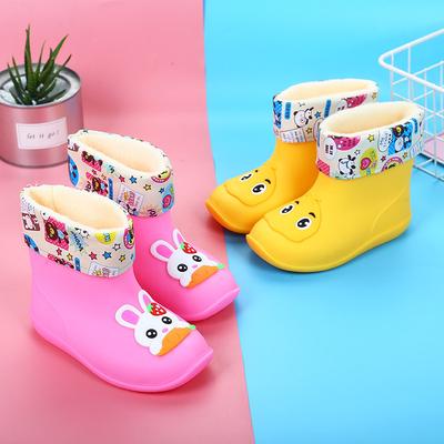 Neu Kinder Regen Stiefel Koreanische Cartoon Tier Baby Wasser Schuhe Jungen Plus Samt Warme Mädchen