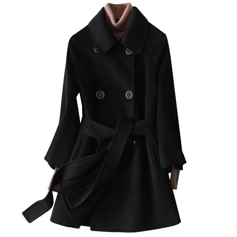 High-end double-sided cashmere coat women's medium and long new woolen coat