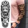 Sexy Meisje Bloem Tijdelijke Tatoeages Voor Vrouwen Mannen Zwarte Leeuw Driehoek Tattoo Sticker Fake Tribal Volledige Arm Mouw Tatoos Plakken