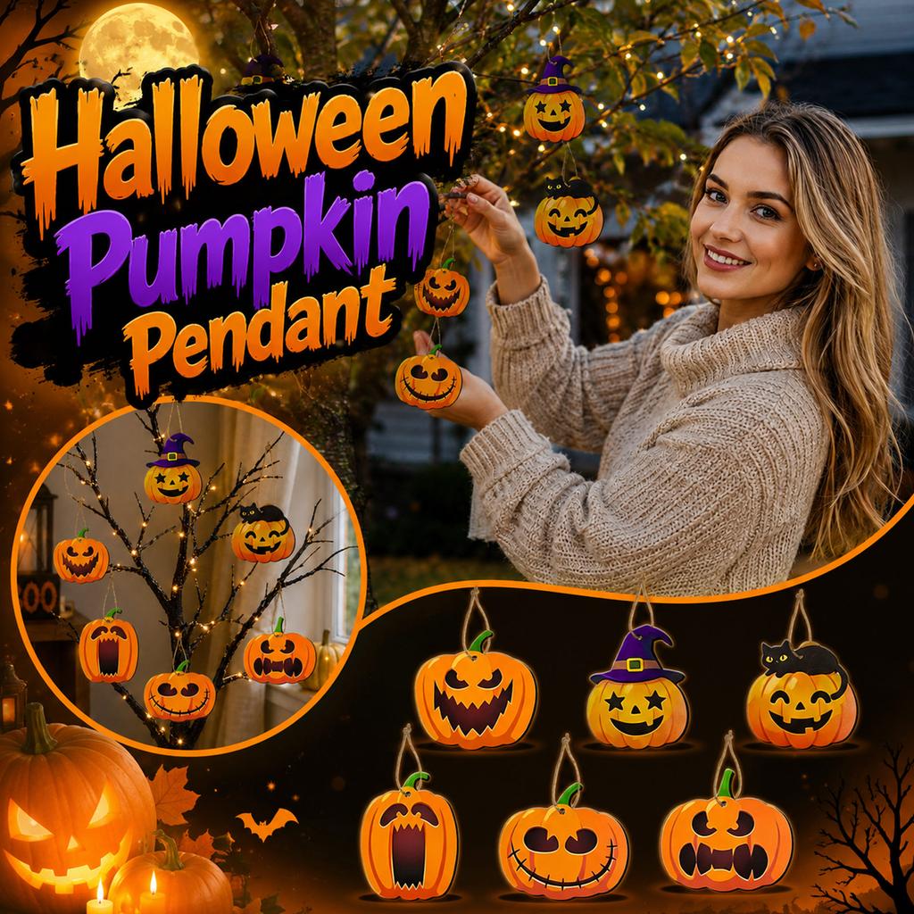Funny Pumpkin Wooden Halloween Hanging Sign for Seasonal Decor