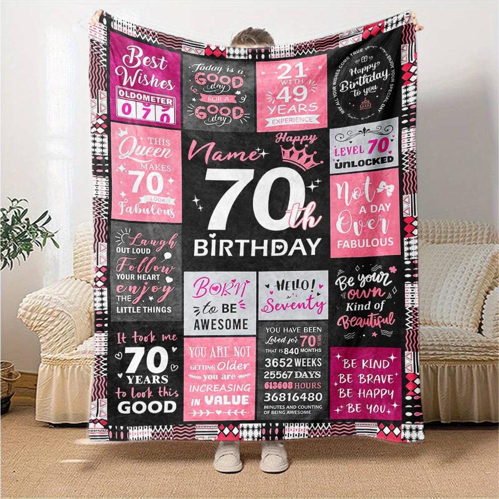 70Th Birthday Celebration Fabulous At 70 Lightweight Customizable Blanket Text Comfortable For Sofa Couch Office Bed Picnics Ideal For All Seasons