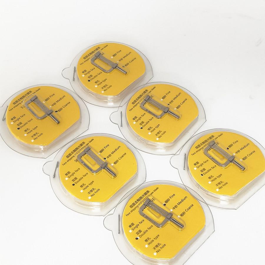 Bandes automatiques de réduction d'émail interproximale dentaire, poignée à Double face, Surface de ponçage en diamant avec trou