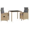 Outdoor Table Set 3 Pcs Beige and Light Grey 90 X 90 X 75 Cm