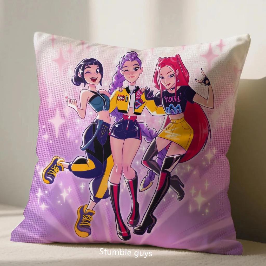 Anime 45X45cm Demon Hunters Pillowcase Kpop Sofa Cushion Cover For Living Room