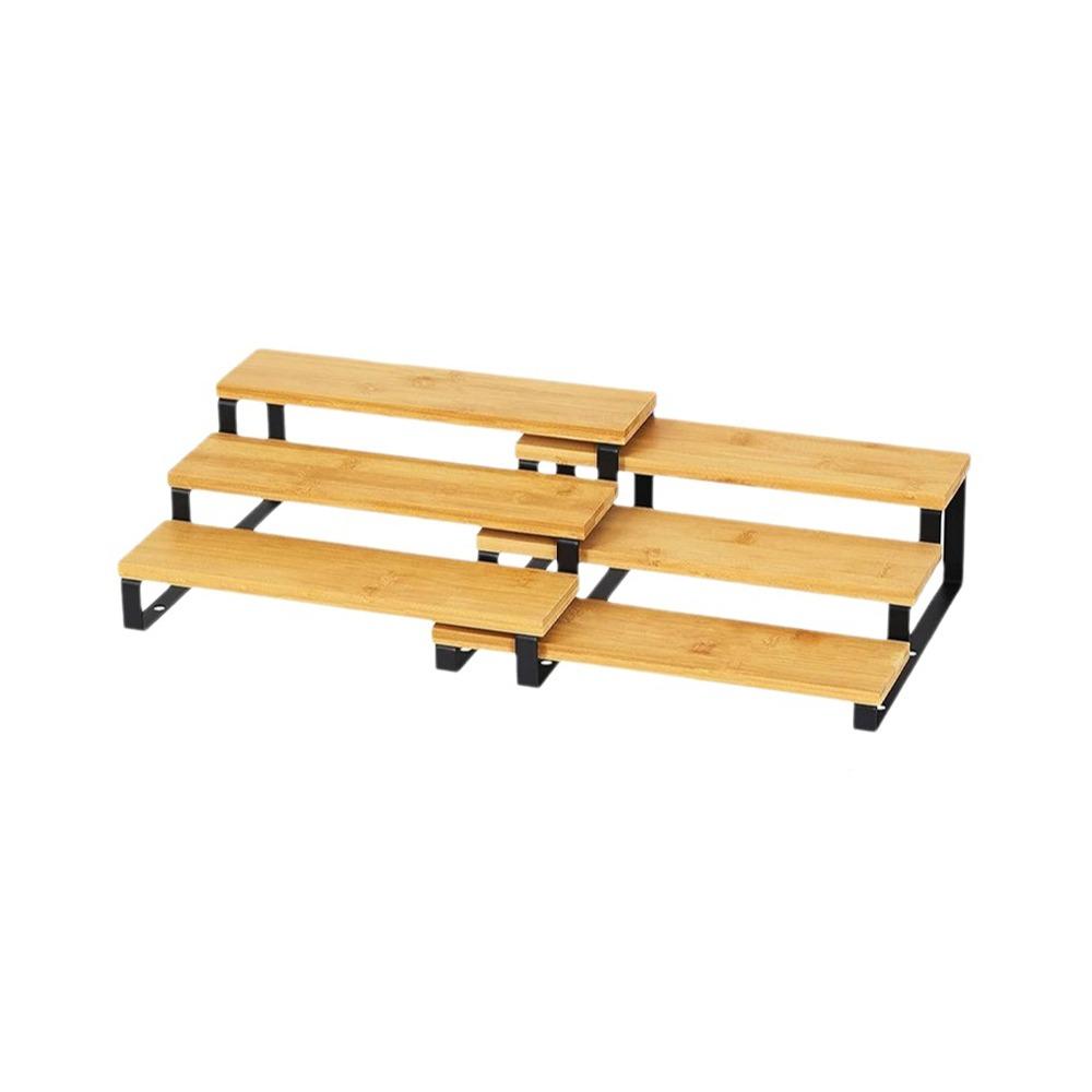Detachable 3 Tier Spice Rack Bamboo Spice Condiment Shelf Cosmetics Storage Rack For Kitchen чёрный