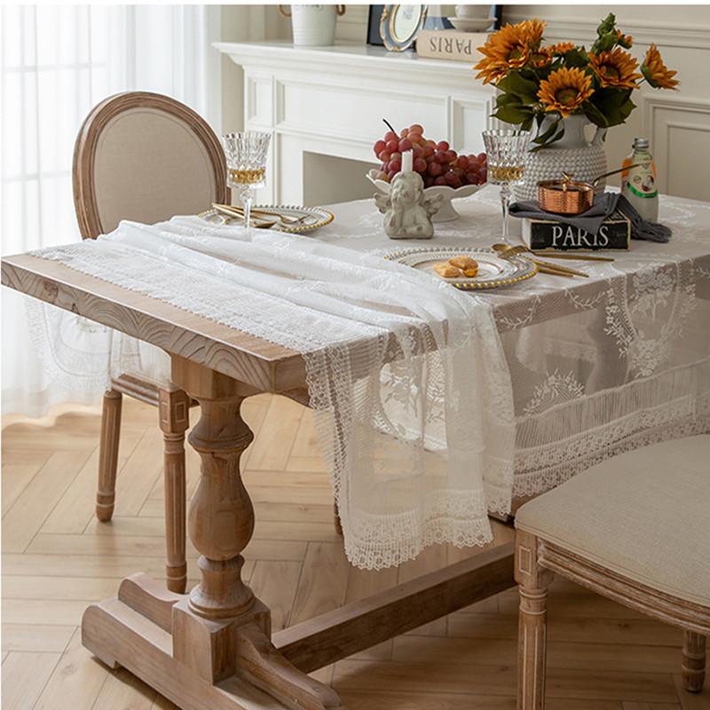 Romantic French Style Lace Tablecloth High Quality Lace Macrame Embroidered Table Cloth For Wedding Mother‘ Day Party Decor